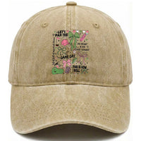 Lets Par-tee Coquette Golf Bows Washed Cotton Baseball Cap Pink and Green Gear Girls Game Day Golfing Tradition