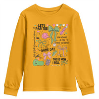 Lets Par-tee Coquette Golf Bows Youth Sweatshirt Pink and Green Gear Girls Game Day Golfing Tradition