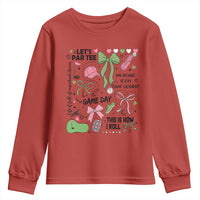 Lets Par-tee Coquette Golf Bows Youth Sweatshirt Pink and Green Gear Girls Game Day Golfing Tradition