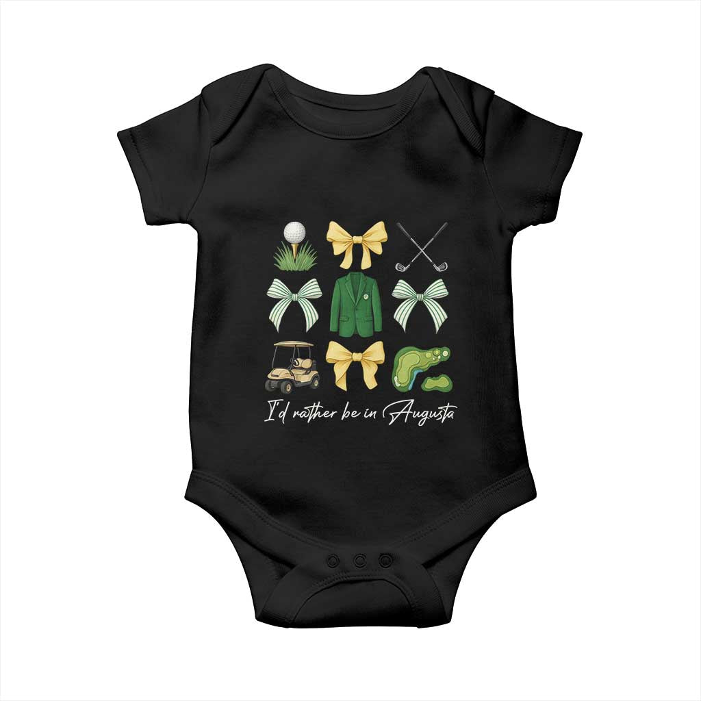 Funny Id Rather Be In Augusta Coquette Golfer Baby Onesie Georgia Golf Traditions Golfing Fan Aesthetic