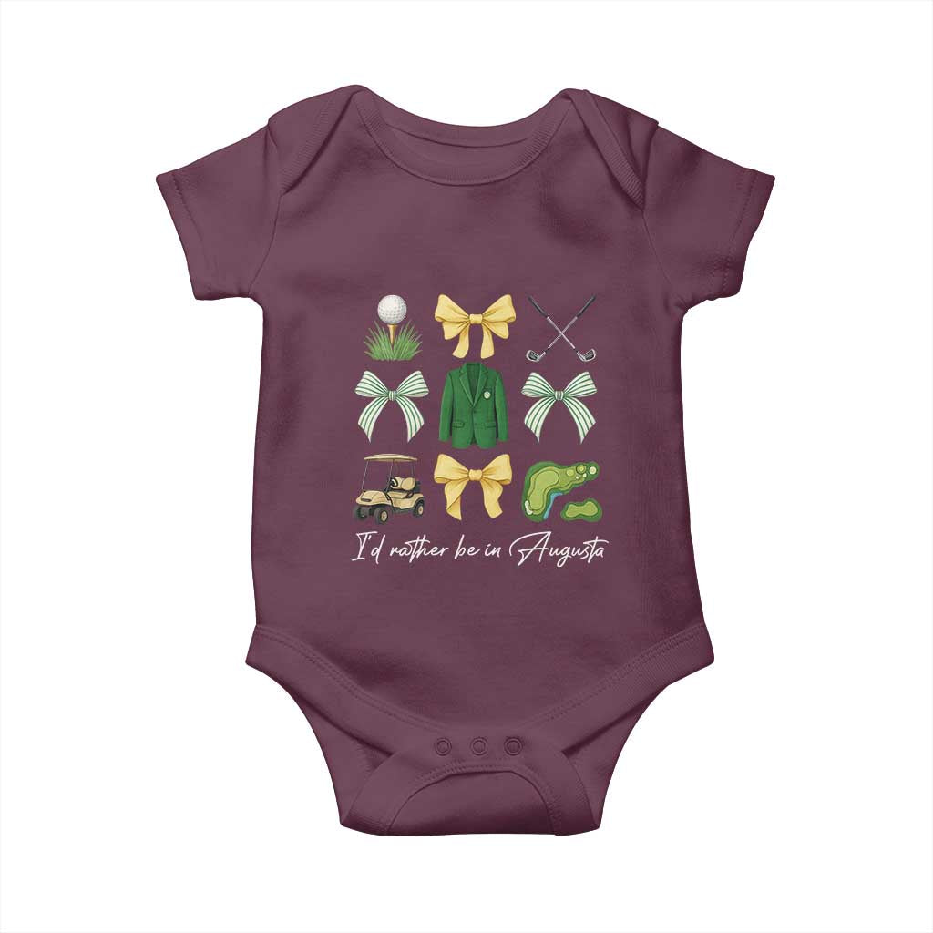 Funny Id Rather Be In Augusta Coquette Golfer Baby Onesie Georgia Golf Traditions Golfing Fan Aesthetic