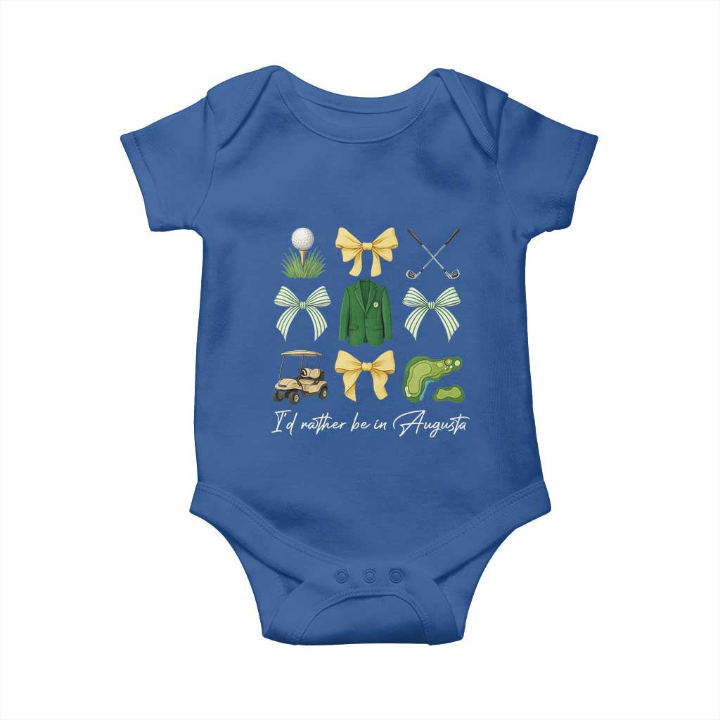 Funny Id Rather Be In Augusta Coquette Golfer Baby Onesie Georgia Golf Traditions Golfing Fan Aesthetic