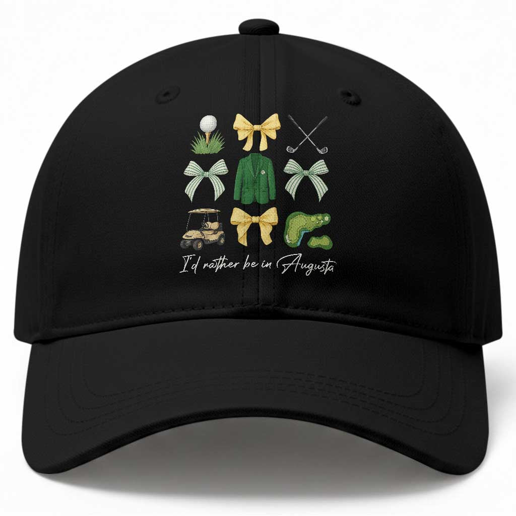 Funny Id Rather Be In Augusta Coquette Golfer Baseball Cap Georgia Golf Traditions Golfing Fan Aesthetic