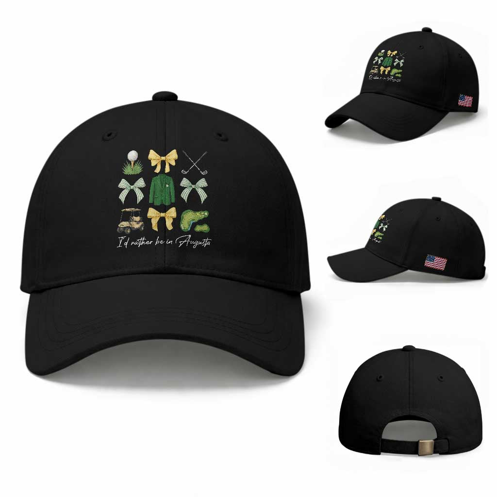 Funny Id Rather Be In Augusta Coquette Golfer Baseball Cap Georgia Golf Traditions Golfing Fan Aesthetic
