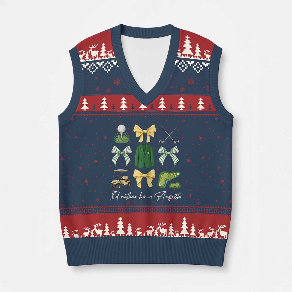 Funny Id Rather Be In Augusta Coquette Golfer V-Neck Knit Sweater Vest Georgia Golf Traditions Golfing Fan Aesthetic