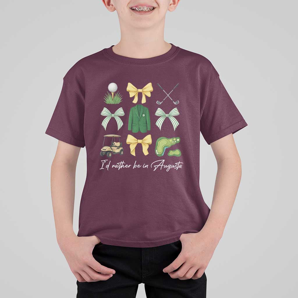 Funny Id Rather Be In Augusta Coquette Golfer T Shirt For Kid Georgia Golf Traditions Golfing Fan Aesthetic
