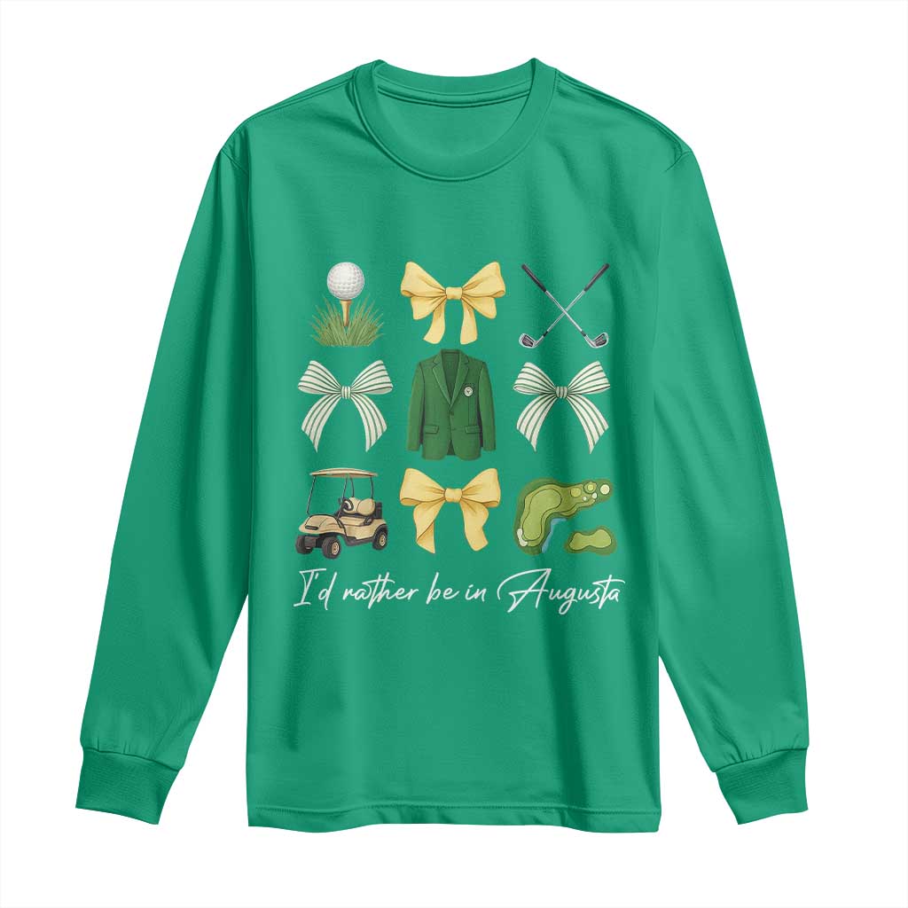 Funny Id Rather Be In Augusta Coquette Golfer Long Sleeve Shirt Georgia Golf Traditions Golfing Fan Aesthetic
