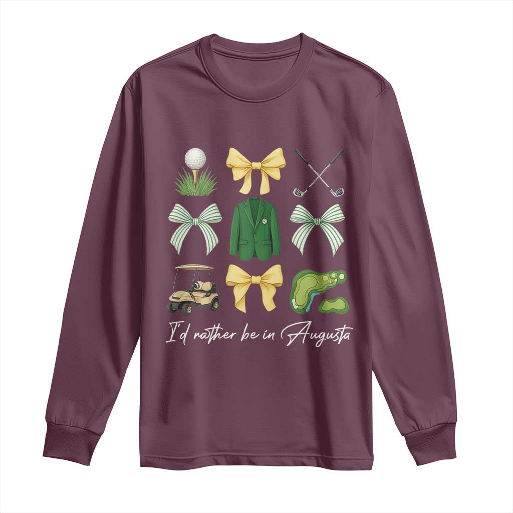 Funny Id Rather Be In Augusta Coquette Golfer Long Sleeve Shirt Georgia Golf Traditions Golfing Fan Aesthetic