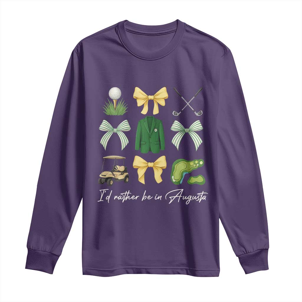 Funny Id Rather Be In Augusta Coquette Golfer Long Sleeve Shirt Georgia Golf Traditions Golfing Fan Aesthetic