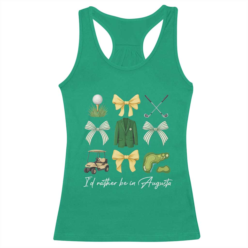 Funny Id Rather Be In Augusta Coquette Golfer Racerback Tank Top Georgia Golf Traditions Golfing Fan Aesthetic
