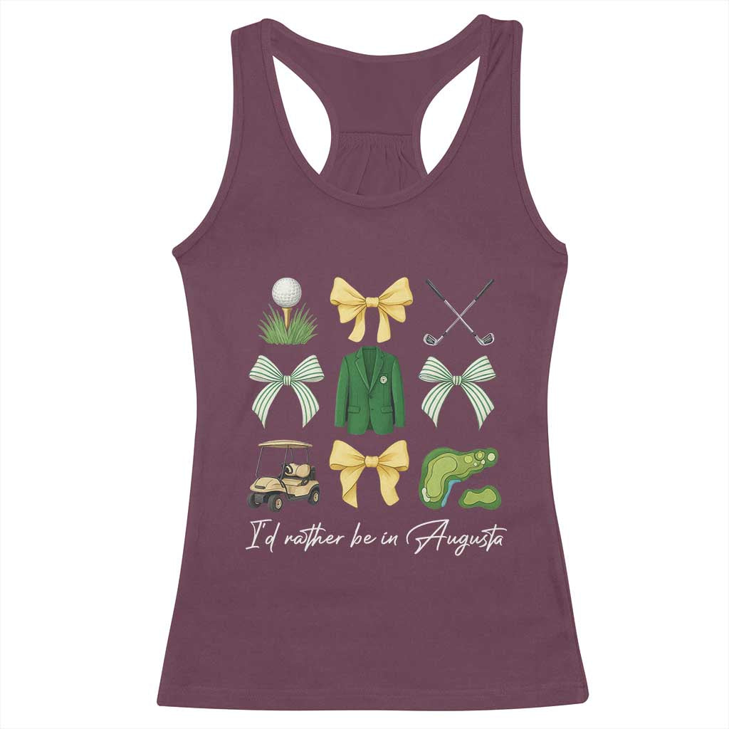 Funny Id Rather Be In Augusta Coquette Golfer Racerback Tank Top Georgia Golf Traditions Golfing Fan Aesthetic