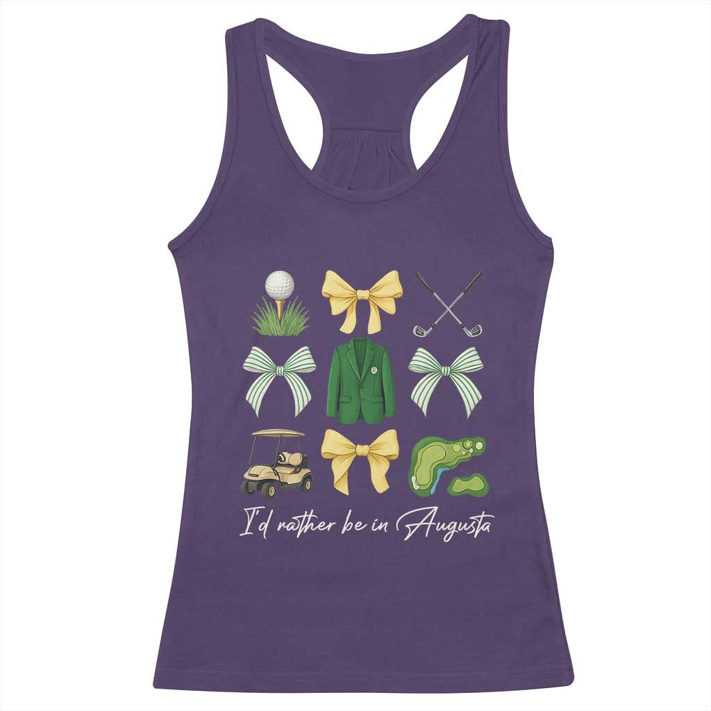 Funny Id Rather Be In Augusta Coquette Golfer Racerback Tank Top Georgia Golf Traditions Golfing Fan Aesthetic