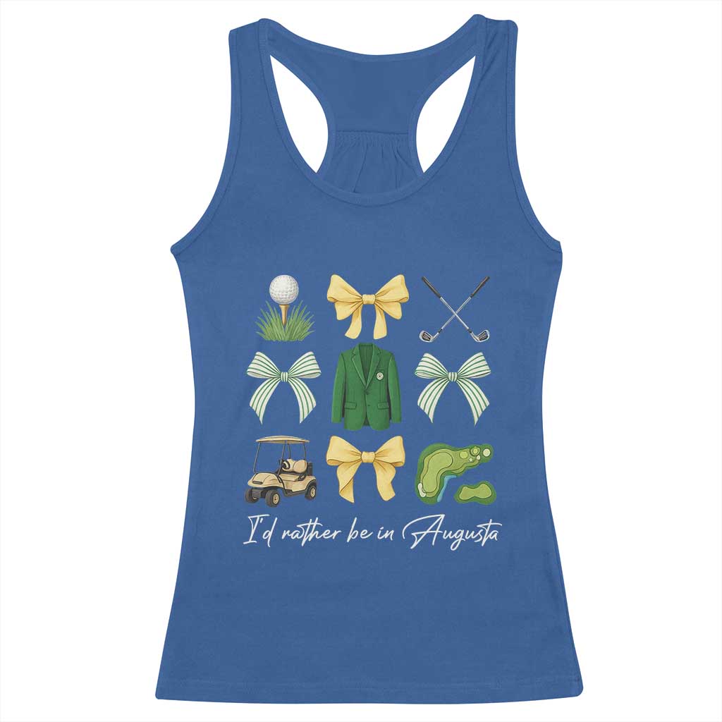 Funny Id Rather Be In Augusta Coquette Golfer Racerback Tank Top Georgia Golf Traditions Golfing Fan Aesthetic