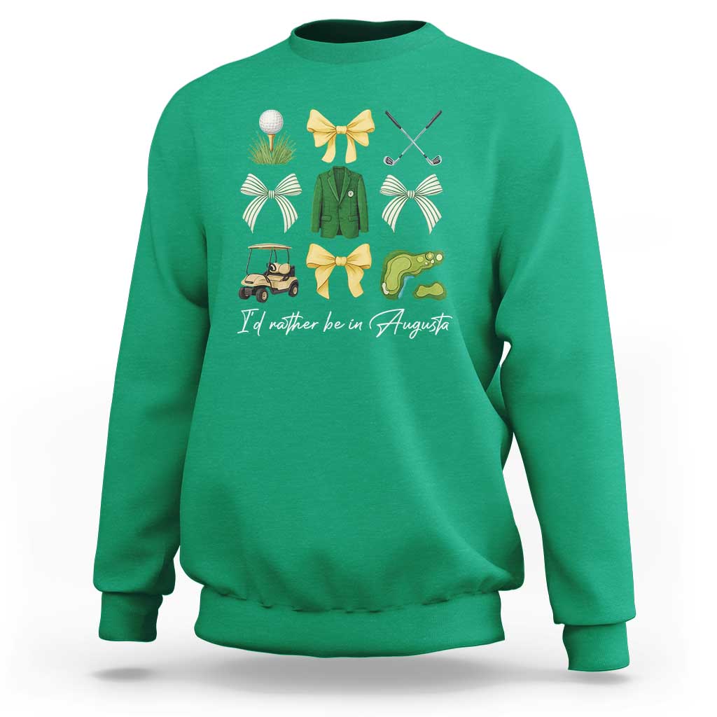 Funny Id Rather Be In Augusta Coquette Golfer Sweatshirt Georgia Golf Traditions Golfing Fan Aesthetic