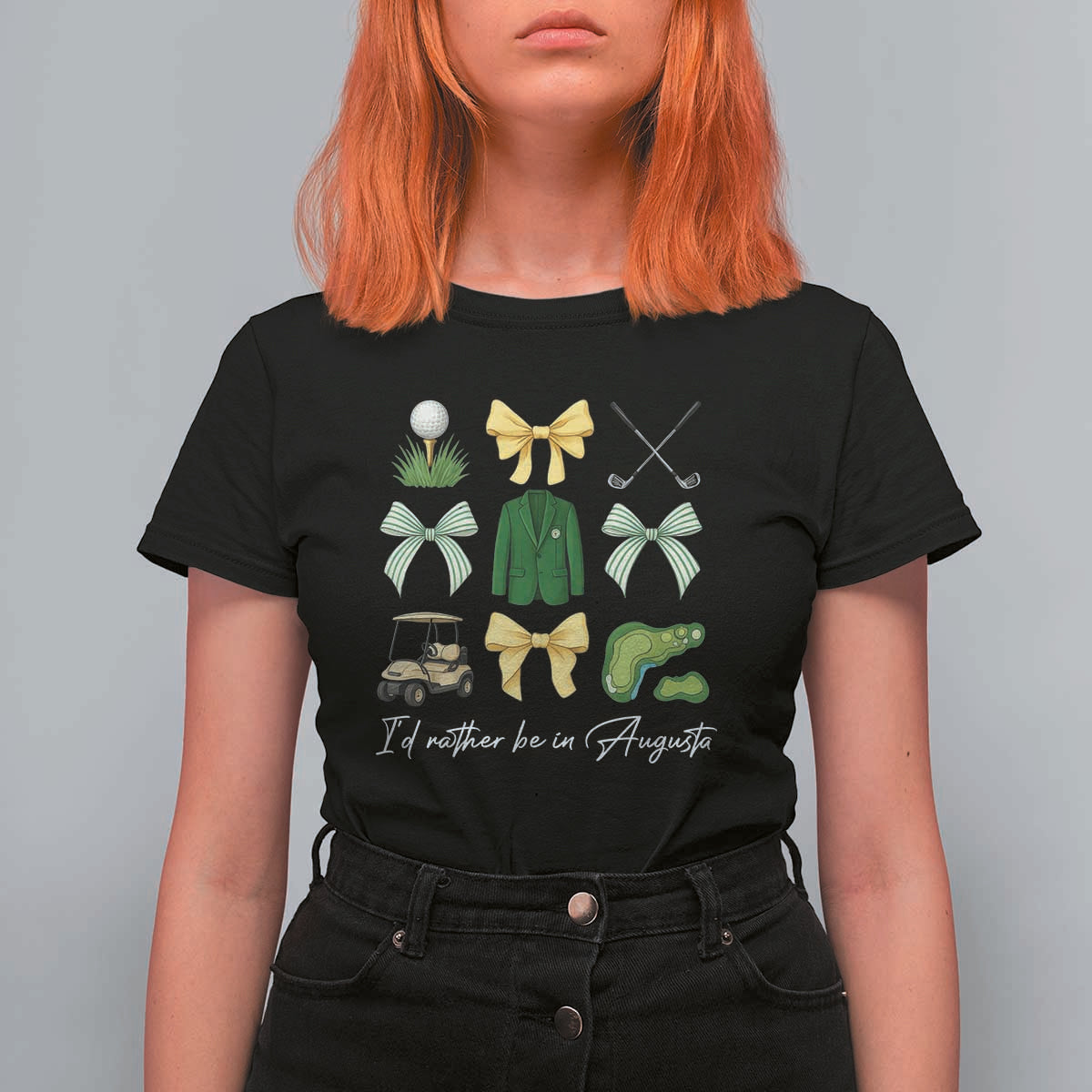 Funny Id Rather Be In Augusta Coquette Golfer T Shirt For Women Georgia Golf Traditions Golfing Fan Aesthetic