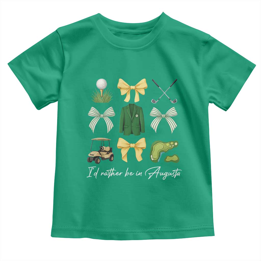 Funny Id Rather Be In Augusta Coquette Golfer Toddler T Shirt Georgia Golf Traditions Golfing Fan Aesthetic