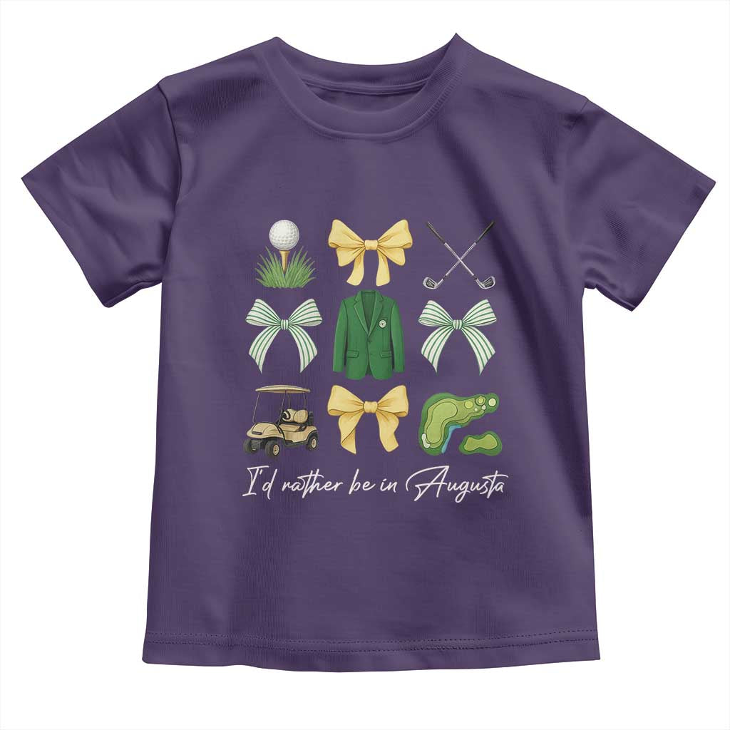 Funny Id Rather Be In Augusta Coquette Golfer Toddler T Shirt Georgia Golf Traditions Golfing Fan Aesthetic