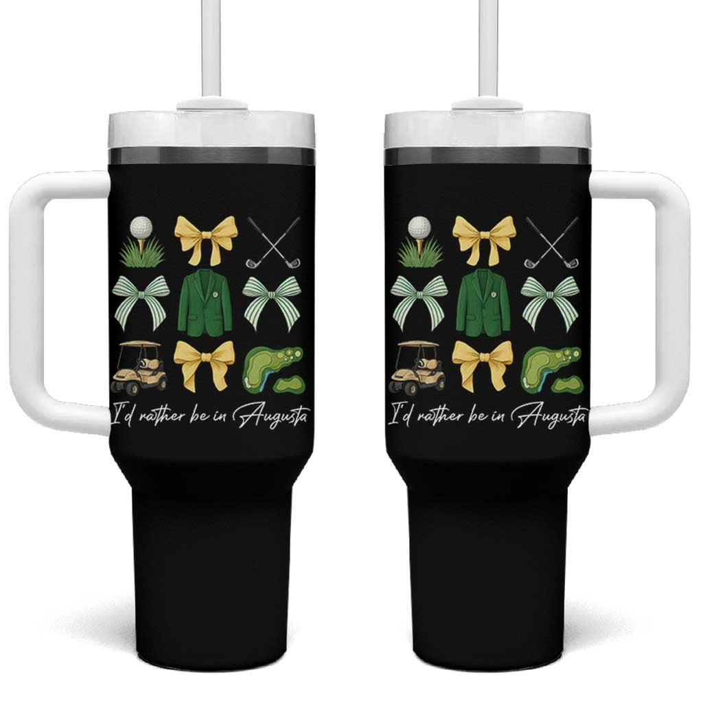 Funny Id Rather Be In Augusta Coquette Golfer Tumbler With Handle Georgia Golf Traditions Golfing Fan Aesthetic