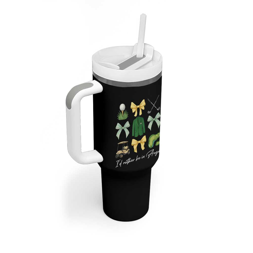 Funny Id Rather Be In Augusta Coquette Golfer Tumbler With Handle Georgia Golf Traditions Golfing Fan Aesthetic