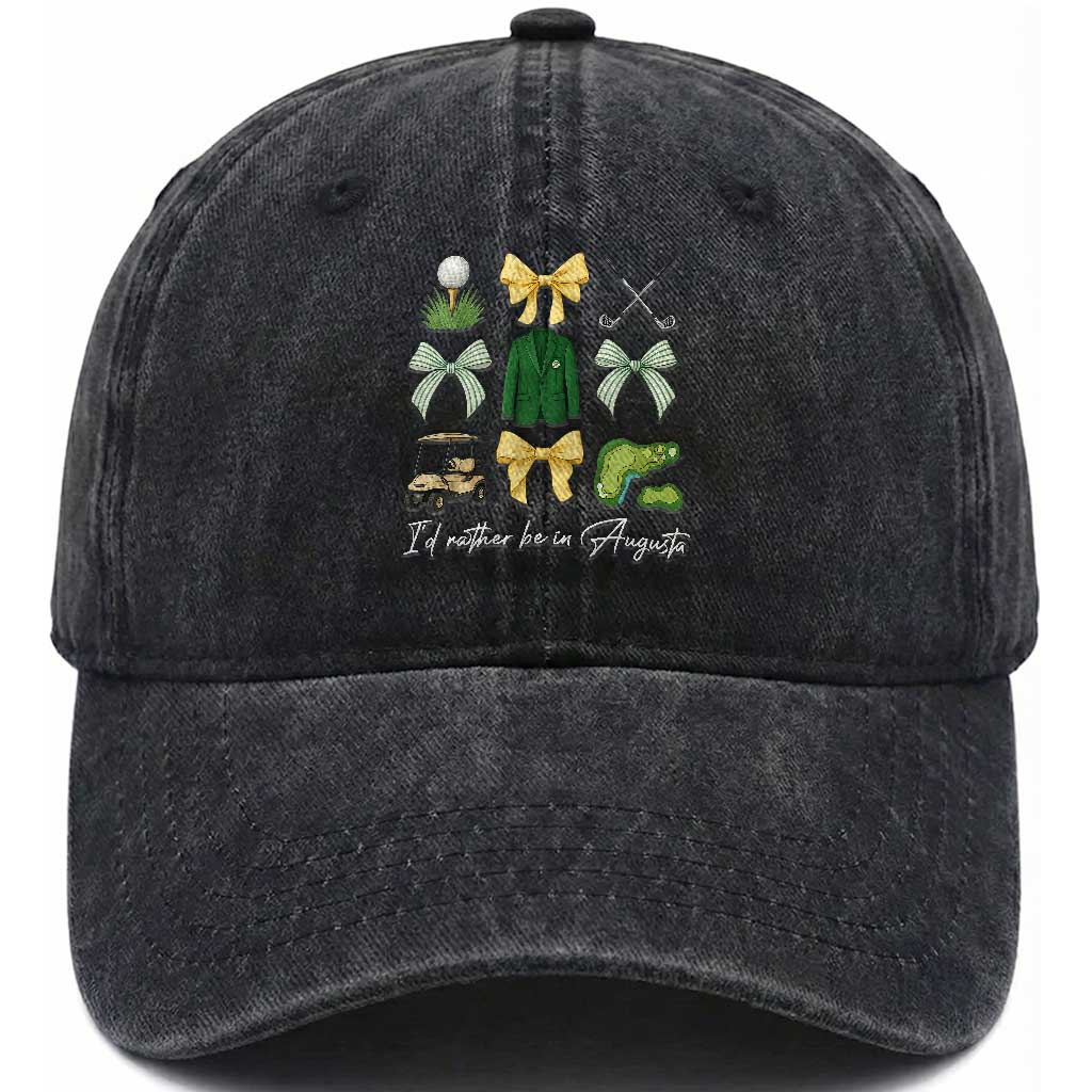 Funny Id Rather Be In Augusta Coquette Golfer Washed Cotton Baseball Cap Georgia Golf Traditions Golfing Fan Aesthetic