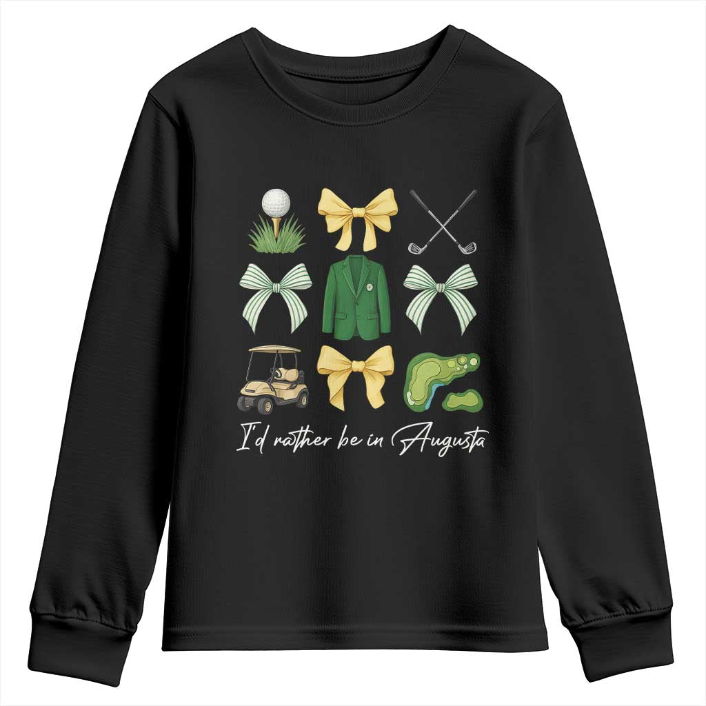 Funny Id Rather Be In Augusta Coquette Golfer Youth Sweatshirt Georgia Golf Traditions Golfing Fan Aesthetic
