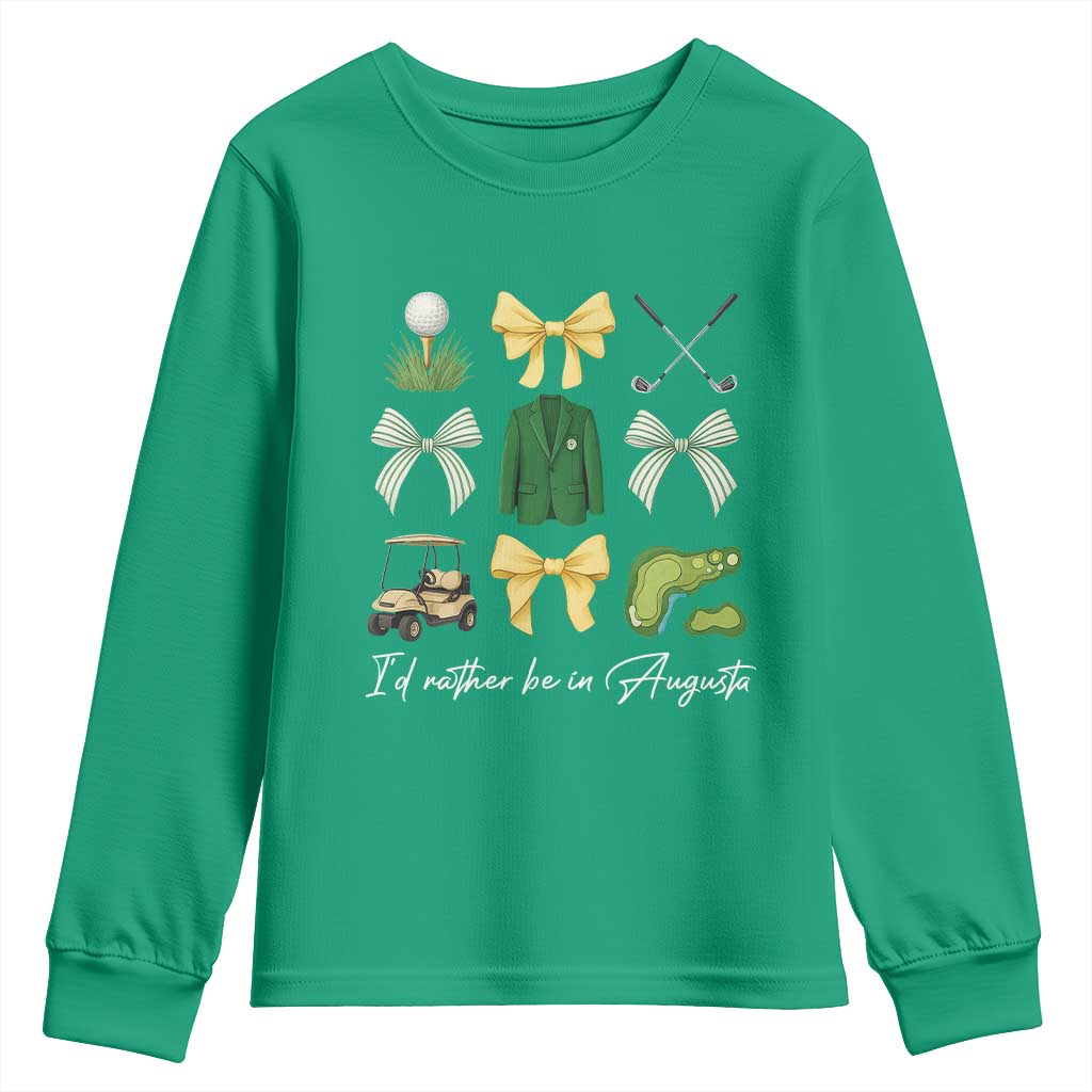 Funny Id Rather Be In Augusta Coquette Golfer Youth Sweatshirt Georgia Golf Traditions Golfing Fan Aesthetic
