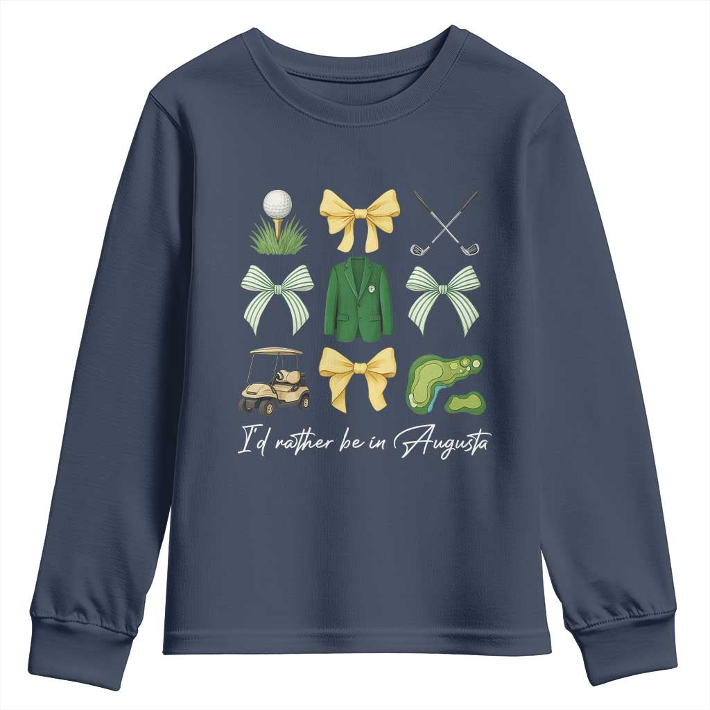 Funny Id Rather Be In Augusta Coquette Golfer Youth Sweatshirt Georgia Golf Traditions Golfing Fan Aesthetic