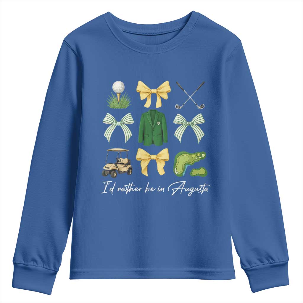 Funny Id Rather Be In Augusta Coquette Golfer Youth Sweatshirt Georgia Golf Traditions Golfing Fan Aesthetic