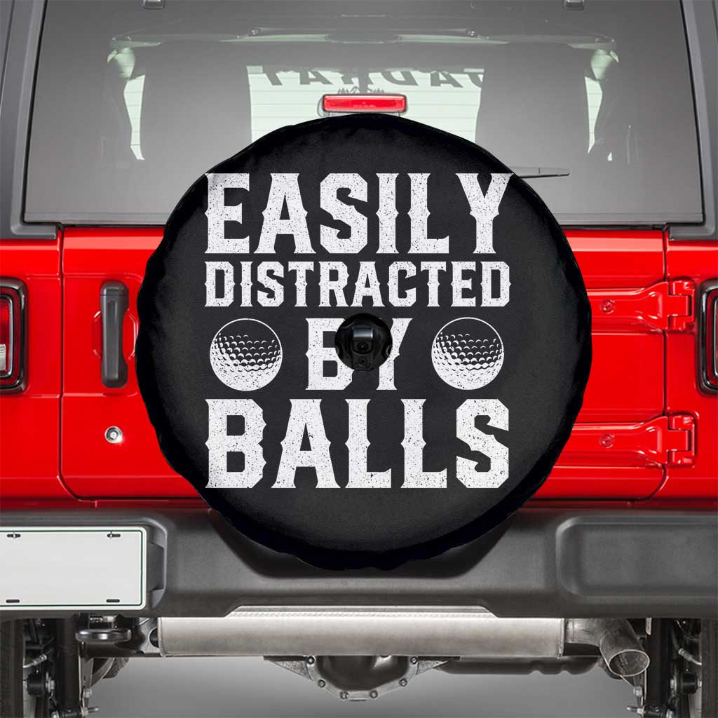 Easily Distracted By Balls Funny Golfer Spare Tire Cover Sarcastic Golfing Humor for Golf Dads n Men
