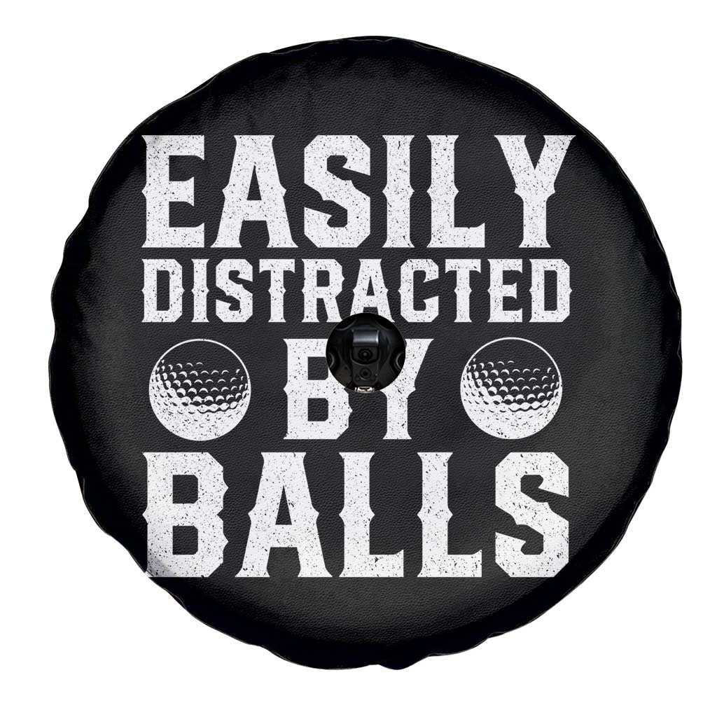 Easily Distracted By Balls Funny Golfer Spare Tire Cover Sarcastic Golfing Humor for Golf Dads n Men