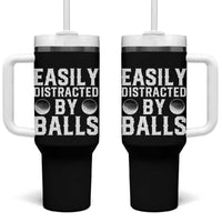 Easily Distracted By Balls Funny Golfer Tumbler With Handle Sarcastic Golfing Humor for Golf Dads n Men