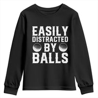 Easily Distracted By Balls Funny Golfer Youth Sweatshirt Sarcastic Golfing Humor for Golf Dads n Men