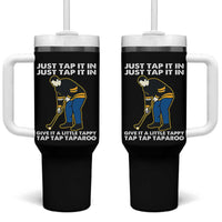 Just Tap It In Funny Golfer Tumbler With Handle Tappy Tap Taparoo Putting Golfing Humor Retro Golf Lover