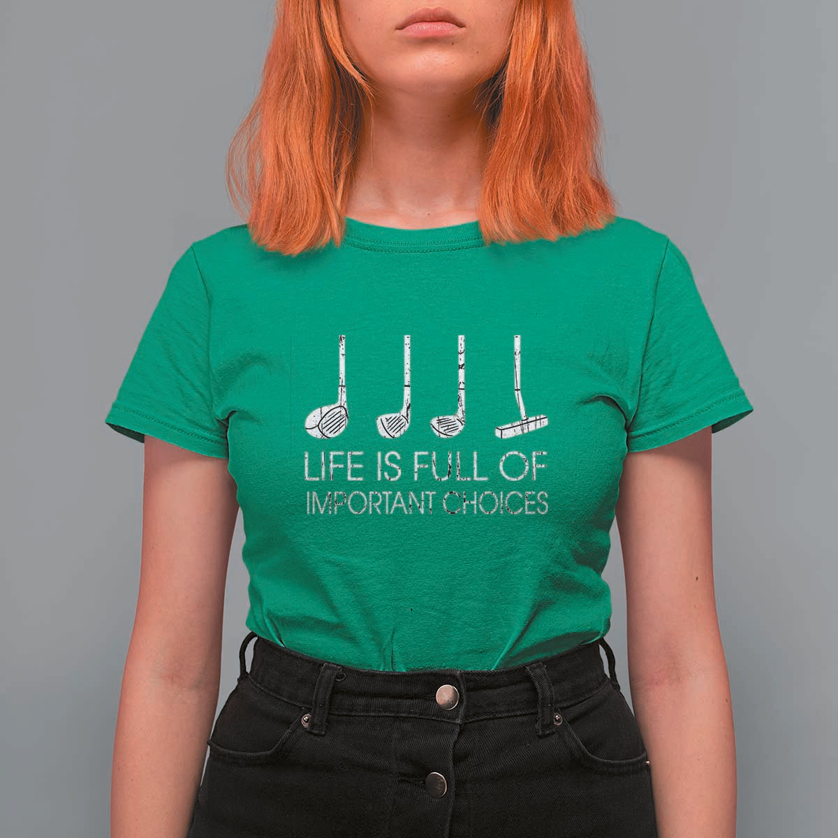 Life Is Full Of Important Choices Golf Club T Shirt For Women Driver Iron Wedge Putter Selection Funny Avid Golfers