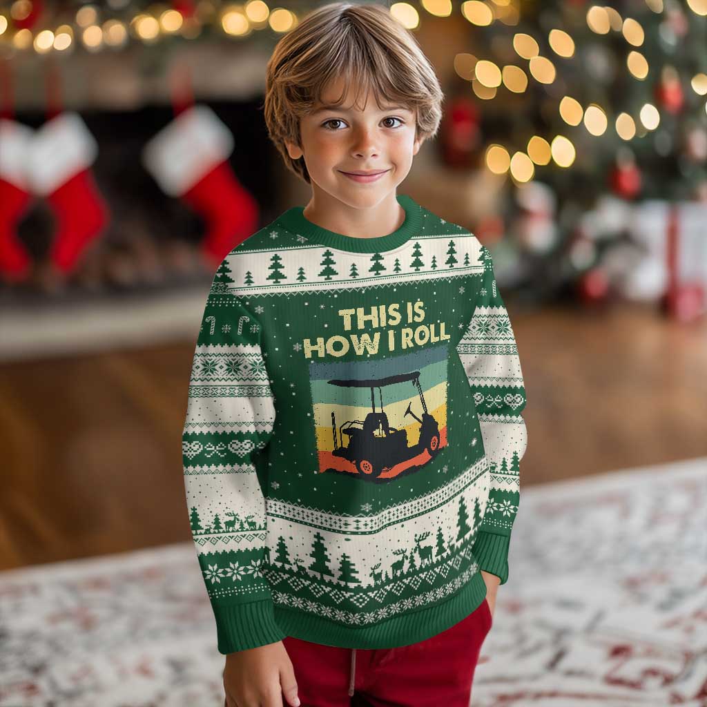This Is How I Roll Golf Cart Retro 70s 80s Ugly Christmas Sweater Vintage Golfing Lover Golfer Country Club Lifestyle