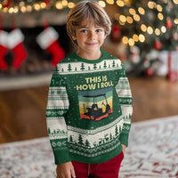 This Is How I Roll Golf Cart Retro 70s 80s Ugly Christmas Sweater Vintage Golfing Lover Golfer Country Club Lifestyle