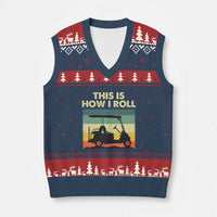 This Is How I Roll Golf Cart Retro 70s 80s V-Neck Knit Sweater Vest Vintage Golfing Lover Golfer Country Club Lifestyle