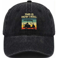 This Is How I Roll Golf Cart Retro 70s 80s Washed Cotton Baseball Cap Vintage Golfing Lover Golfer Country Club Lifestyle