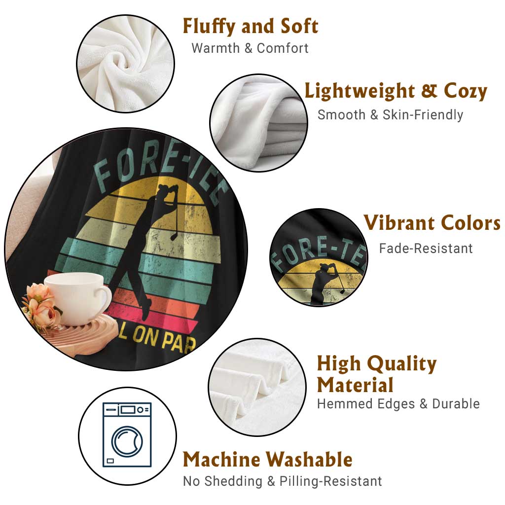 Fore-Tee And Still On Par Funny 40th Birthday Golf Throw Blanket Milestone Birthday Gift for Golfers Retro Sporty