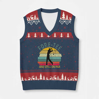 Fore-Tee And Still On Par Funny 40th Birthday Golf V-Neck Knit Sweater Vest Milestone Birthday Gift for Golfers Retro Sporty