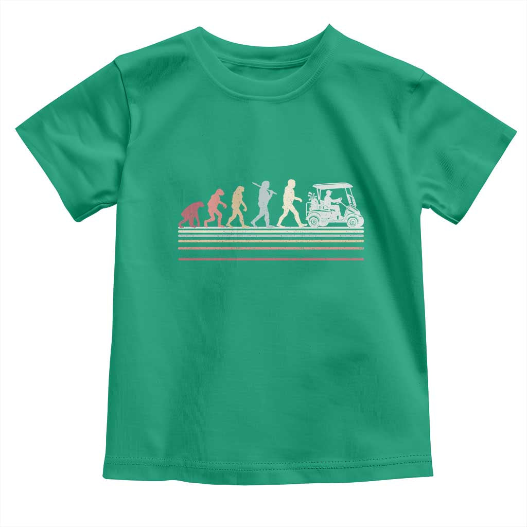Funny Evolution Of Man To Golf Cart Toddler T Shirt Vintage Retro Golfing Sports History Gift for Golfers Dads