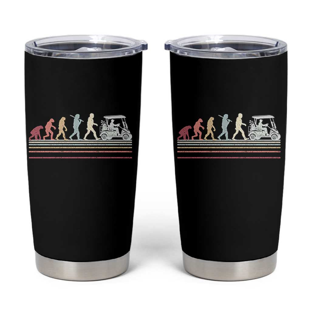 Funny Evolution Of Man To Golf Cart Tumbler Cup Vintage Retro Golfing Sports History Gift for Golfers Dads