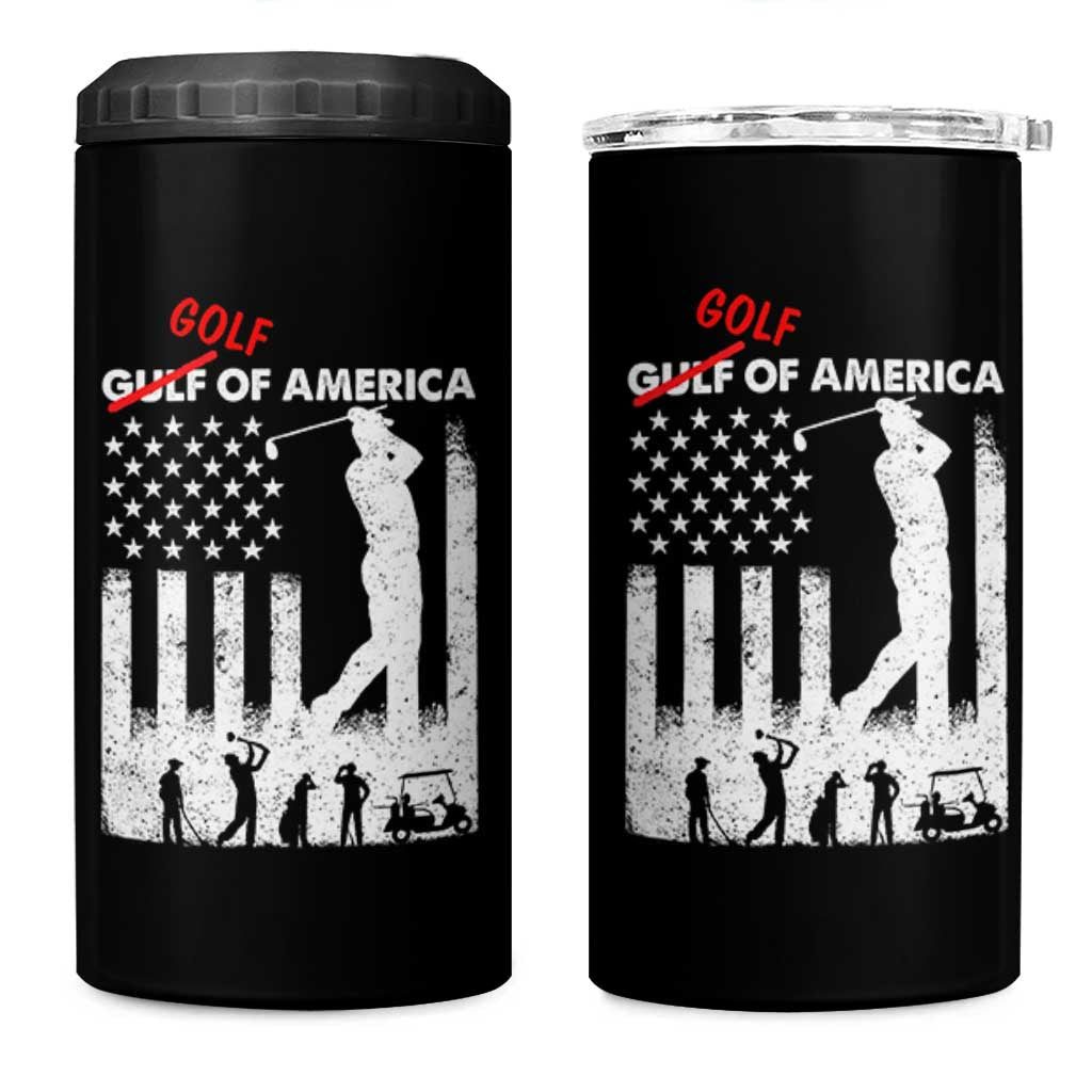 Golf Of America Patriotic USA Flag 4 in 1 Can Cooler Tumbler Funny Golfing Pun American Sports Gift for Patriotic Golfers n Dads
