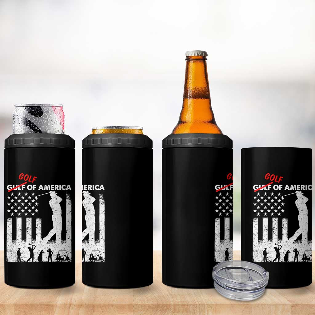 Golf Of America Patriotic USA Flag 4 in 1 Can Cooler Tumbler Funny Golfing Pun American Sports Gift for Patriotic Golfers n Dads