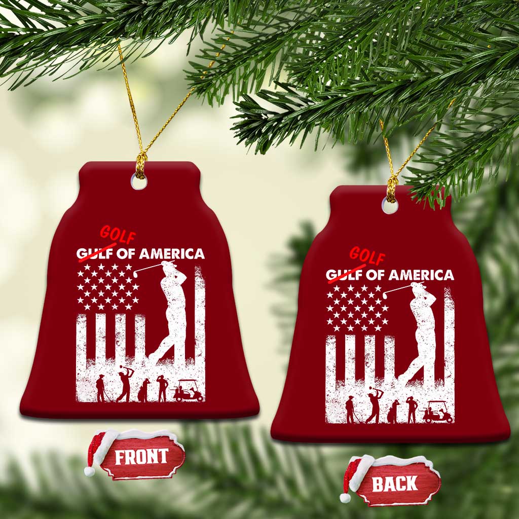 Golf Of America Patriotic USA Flag Ceramic Ornament Funny Golfing Pun American Sports Gift for Patriotic Golfers n Dads