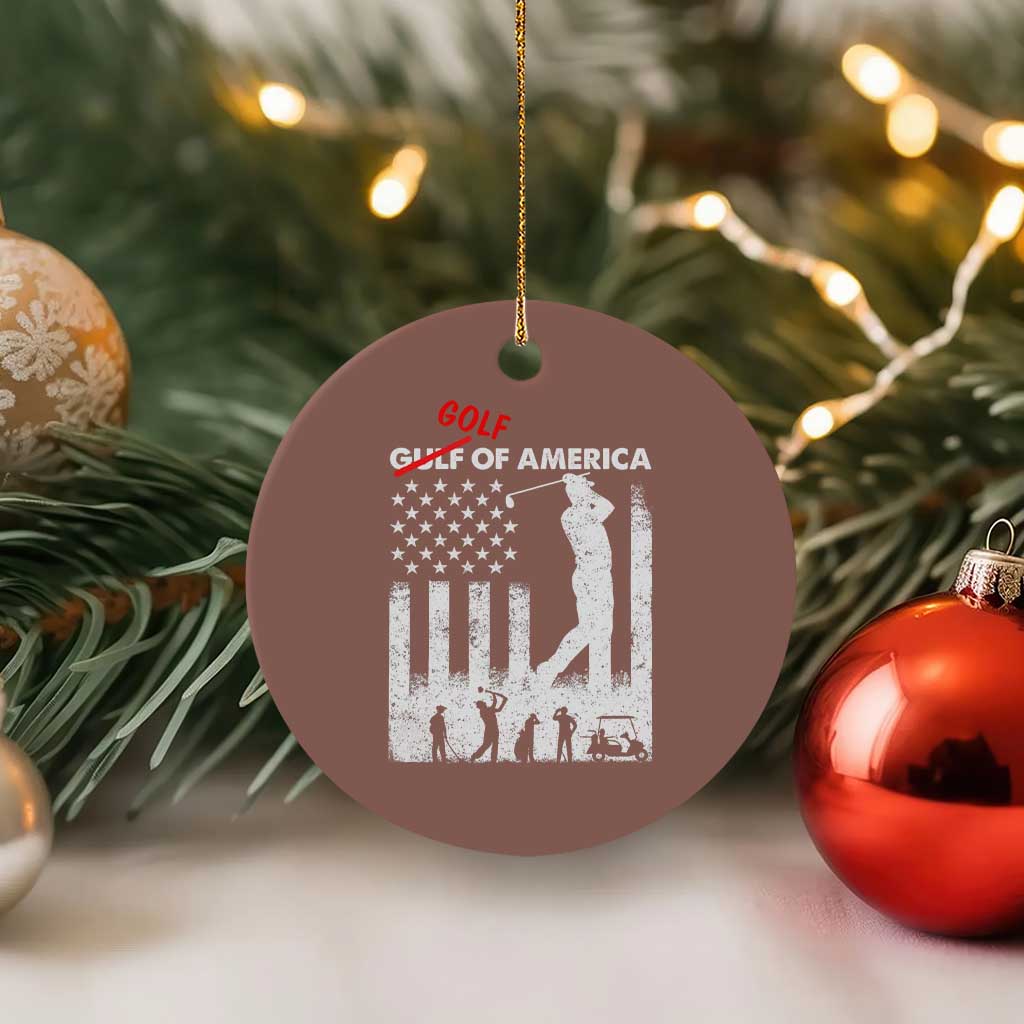 Golf Of America Patriotic USA Flag Ceramic Ornament Funny Golfing Pun American Sports Gift for Patriotic Golfers n Dads