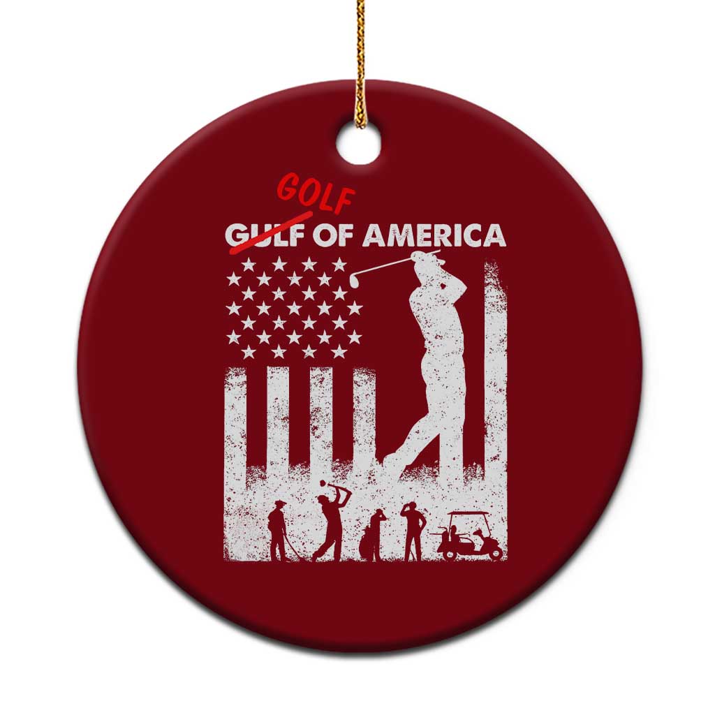 Golf Of America Patriotic USA Flag Ceramic Ornament Funny Golfing Pun American Sports Gift for Patriotic Golfers n Dads
