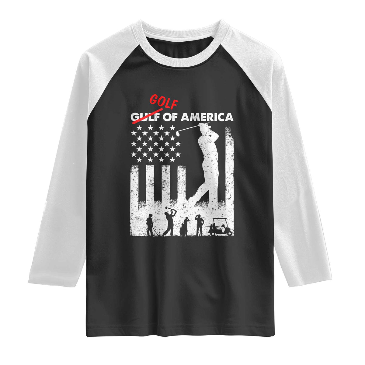 Golf Of America Patriotic USA Flag Raglan Shirt Funny Golfing Pun American Sports Gift for Patriotic Golfers n Dads