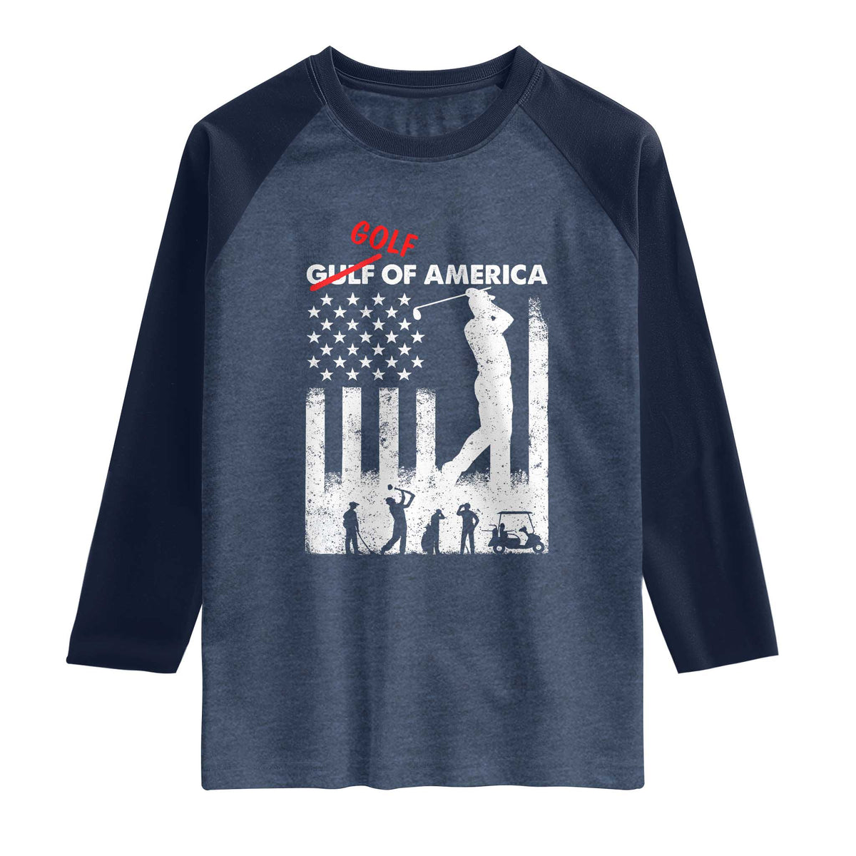 Golf Of America Patriotic USA Flag Raglan Shirt Funny Golfing Pun American Sports Gift for Patriotic Golfers n Dads