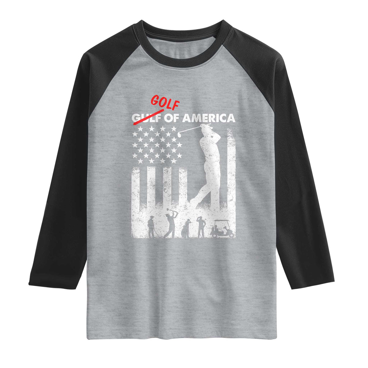 Golf Of America Patriotic USA Flag Raglan Shirt Funny Golfing Pun American Sports Gift for Patriotic Golfers n Dads